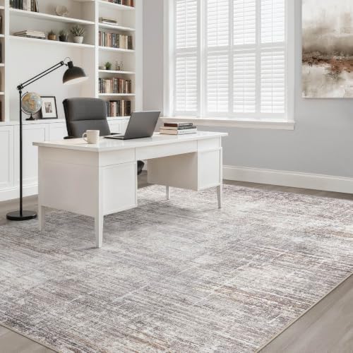 LOONGRUG 7x9 Area Rug Washable Neutral Modern Living Room Rug Grey Tan - Image 7