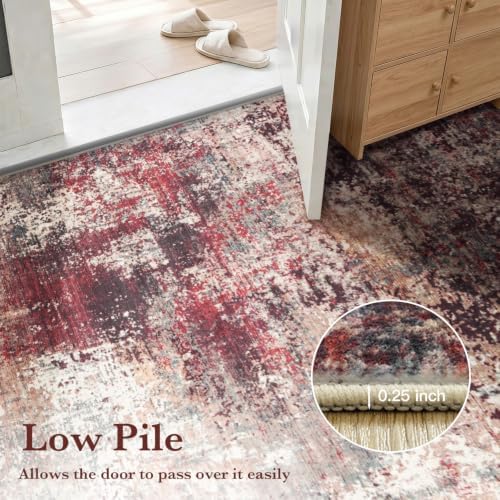 Stiio 5x7 Area Rugs for Living Room, Washable Rust Red Green Large Rug - Image 6