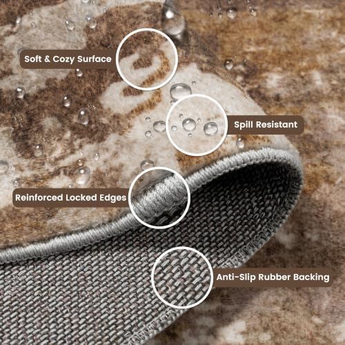 2x3 Rugs for Entryway - Modern Abstract Washable Rug, Ultra Soft Non Slip Low Pile Small Rug, Floor Carpet for Foyer Hallway Kitchen Laundry Bedroom Home(A‑Brown) - Image 6