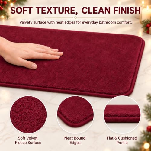 RUN HELIX Bathroom Rugs Sets 3 Piece, Soft Absorbent Memory Foam Bath Mats Set, Dry Fast Bath Mat, Machine Washable Bath Rug Set for Bathroom (Maroon) - Image 6