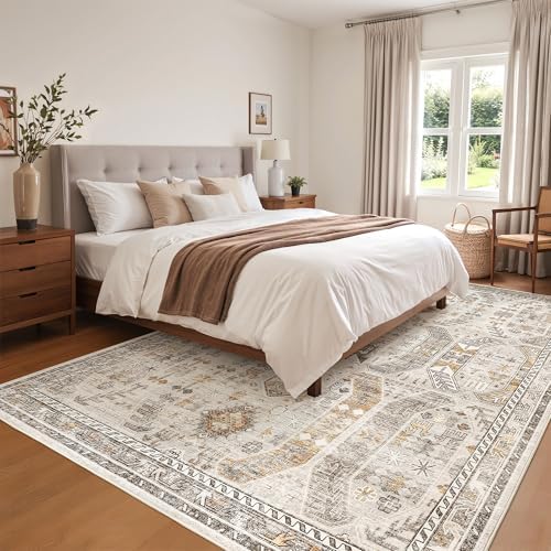 befbee 6x9 Washable Area Rug, Non Slip Rug for Living Room Brown - Image 7