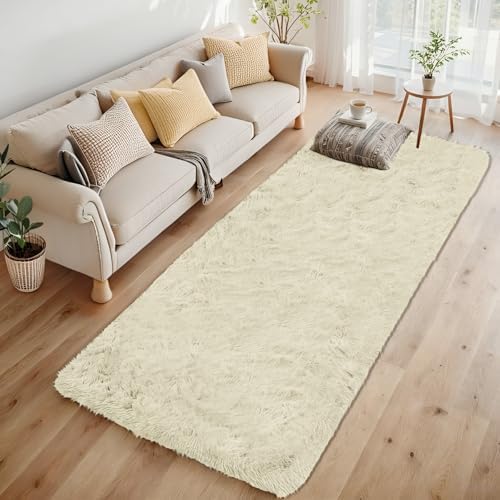 2x6 Runner Rug for Bedroom: Fluffy Shag Soft Washable Rugs Small Fuzzy Plush Indoor Carpet for Hallway Bedside Dorm Kids Girls Boys Room (Cream White, 2'x6') - Image 6