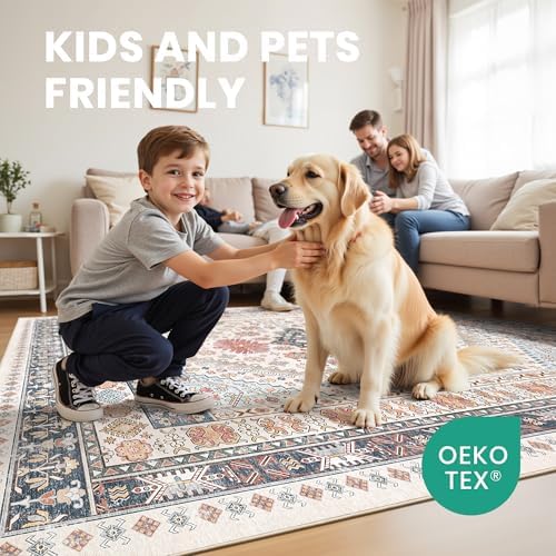 zesthome 10x14 Area Rugs for Living Room,Large Washable Rug,Blue Red - Image 7