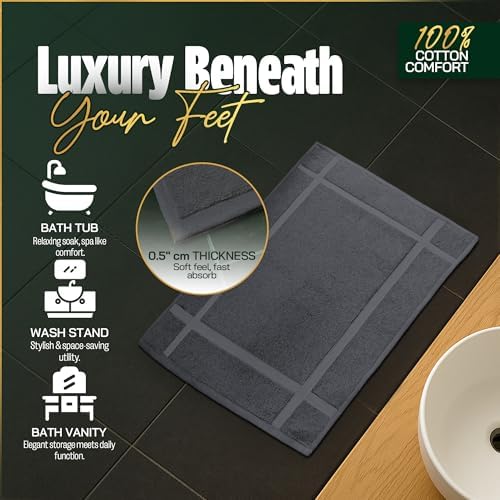 Pearl Linens 2 Pack Cotton Bath Mats for Bathroom, 20" X 30", Dark Grey - Image 6