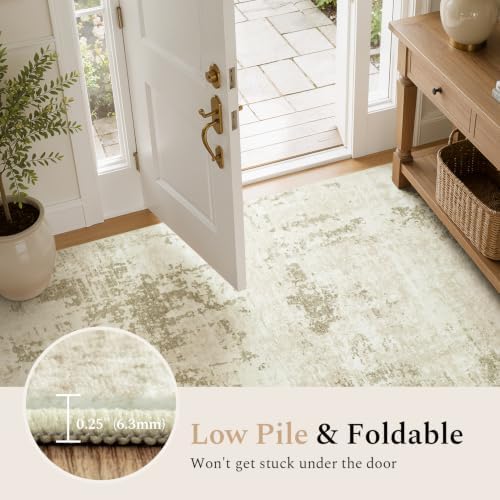 Rugflix 8x10 Area Rugs for Living Room, Washable Linen Beige Large Rug - Image 6