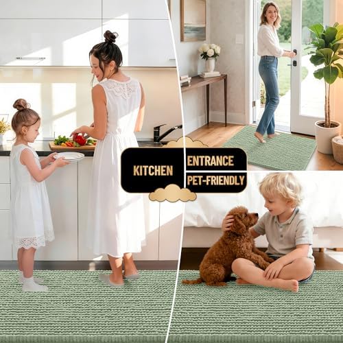OLANLY Thick Chenille Small Bathroom Rugs Mats 24x16, Sage Green - Image 6