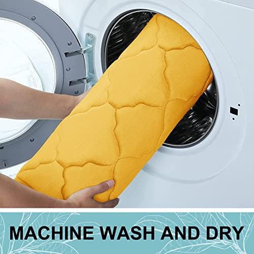 OLANLY Memory Foam Toilet Rugs U-Shaped 24x20, Soft Bath Mat, Yellow - Image 6
