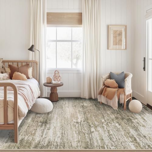 Washable Rug 6x9 Area Rugs for Living Room: Neutral Soft Rug Abstract Non Slip Low Pile Modern Carpet for Bedroom Kitchen Nursery Office Dining Room Indoor (Brown, 6'x9') - Image 7