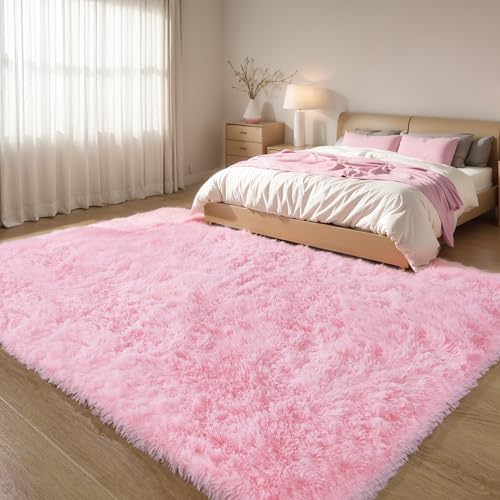 3x5 Pink Fluffy Shag Rug for Girls Bedroom, Plush Washable Carpet - Image 6