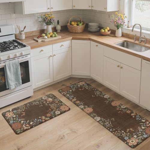 GENIMO Anti Fatigue Kitchen Mats for Floor 2PCS, Standing Rugs, Light Brown - Image 7