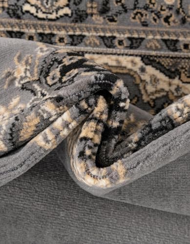 Unique Loom Reza Collection Traditional Persian Style Area Rug, 2 ft 7 in x 10 ft, Gray/Ivory - Image 6