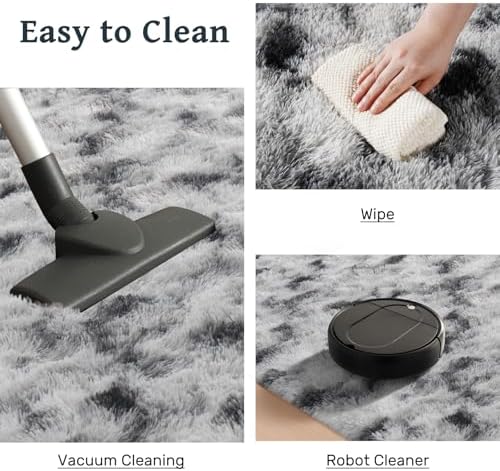 8x10 ft Fuzzy Rugs for Living Room,Black and White Bedroom Area Rug Non-Slip,Carpet for Nursery Kids PlayRoom Indoor Modern Plush Carpets - Image 7