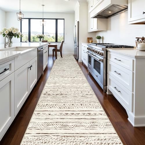 Ksrau 3x20 Runner Rug Washable Moroccan: Non Slip Hallway Floor Mat Beige - Image 7