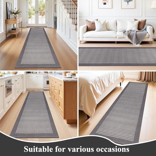 Ileading Runner Rug for Hallways 2.6'x10' Heavy-Duty Durable Entryway Floor Mat with Non Slip Rubber Backing Low-Pile High Traffic Carpet Machine Washable Accent Rugs for Kitchen(Grey) - Image 7