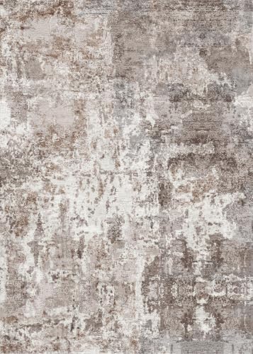 Washable Modern Abstract 3x25 Rug - Extra Long Hallway Runner Rug 25 ft with Non Slip Backing Low Pile Satin Resistant Carpet for Kitchen Entryway Living Room Indoor Home Decor for Stair 3x25 Brown by YOUFORTONG