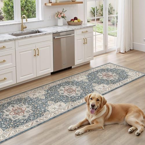 cotiled 2x6 Hallway Runner Rug for Entryway, Non-Slip Vintage, Vintage Blue - Image 7