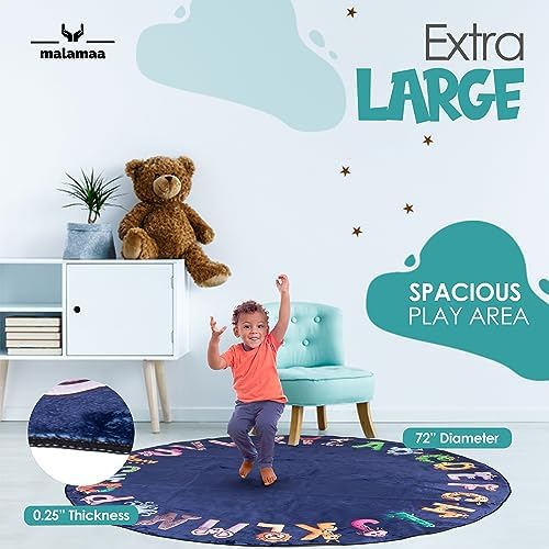 ABC Kids XL 6 ft Alphabet Rug - Nursery & Classroom - Circle Blue - Image 6