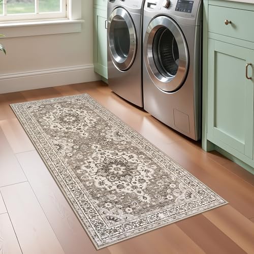 Washable 2x5 Hallway Runner Rug: Vintage Floral Water Resistant Kitchen Rug - Image 6