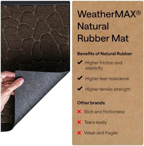GORILLA GRIP WeatherMAX Door Mat, Indoor Outdoor, 35x23, Dark Brown Pebble - Image 6