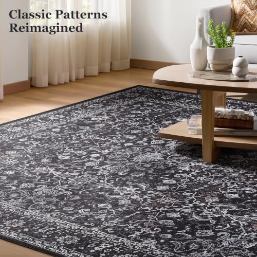 Dark 3x8 Hallway Runner Rug, Entryway Kitchen Runners Non Skid Washable 8 ft, Non Slip Ultra Thin Carpet Runner for Corridor Mudroom Foyer Bathroom Bedroom, Vintage Farmhouse Midnight - Image 6