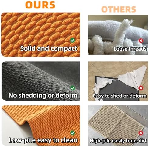 TYUU Bathroom Rugs Non Slip Washable, Super Absorbent Thin Bath Mat Quick Dry Low Pile Bathroom Rug, Orange 24"x36" - Image 6