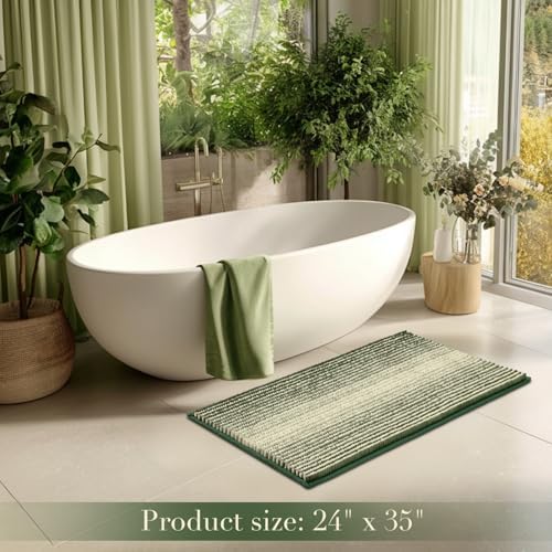 BSICPRO Large Bathroom Rugs, 24x36 Chenille Bath Mats, Green - Image 6