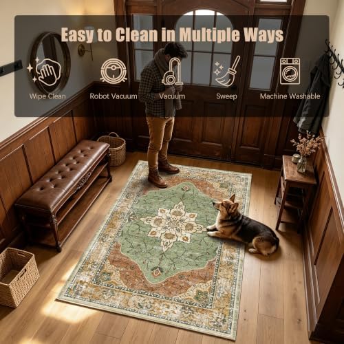 YARNSCAPE 3' x 5' Machine Washable Area Rug, Non-Slip Low-Pile Carpet - Image 7