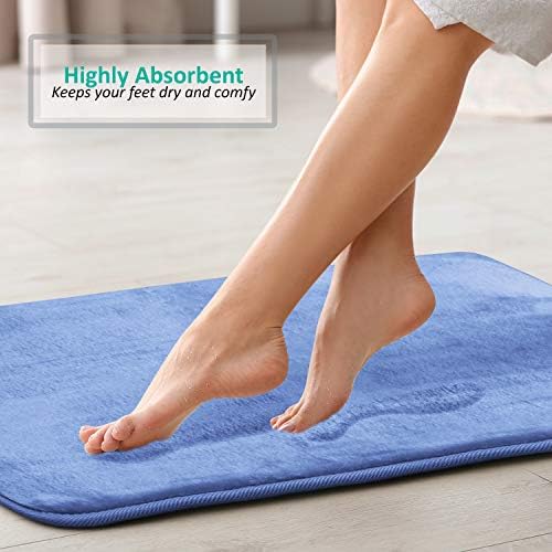 Clara Clark 2 Piece Bathroom Rugs, Velvet Memory Foam Bath Mat Set, Non-Slip Bath Rugs, Machine Wash, Dries Quickly, Ultra Soft Plush Bath Mats for Bathroom, 20 x 32 + Contour, Calm Blue - Image 7