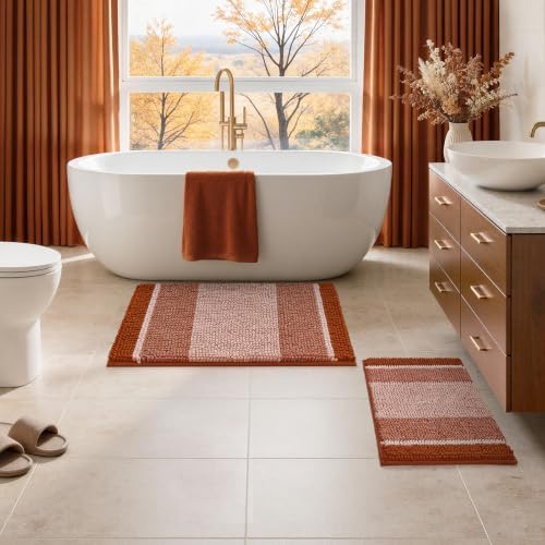HOMEIDEAS Fall Burnt Orange Bathroom Rugs Sets 2 Piece, 20"x32"+17"x24" - Image 6