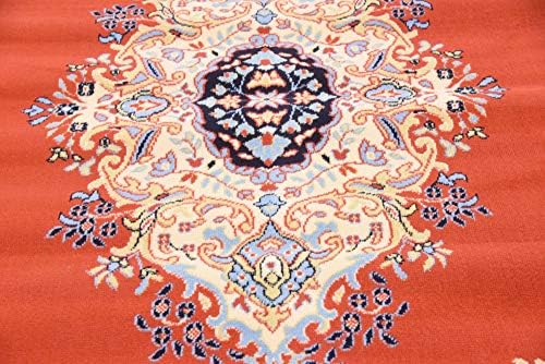 Unique Loom Reza Collection Traditional Persian Style Area Rug, 8' 0" x 8' 0", Terracotta/Ivory - Image 6