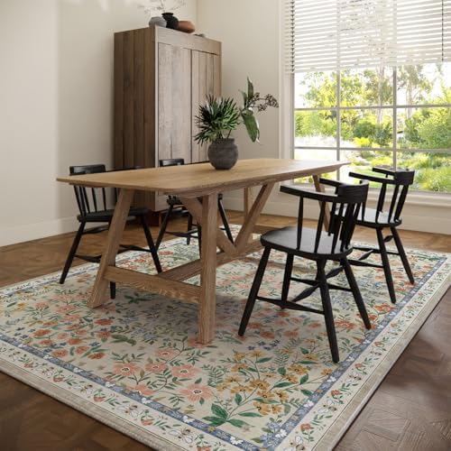 Machine Washable Rugs for Living Room: 6x9 Area Rugs for Bedroom Vintage Stain Resistant Non Slip Low Pile Lightweight Soft Carpet for Dining Room Kitchen Farmhouse Kids Room Nursery Indoor - Image 6