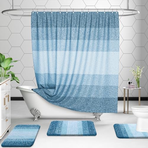 OLANLY Micorfiber Bathroom Rug Set 2 Piece, Soft Bath Mats, Peacock Blue - Image 6
