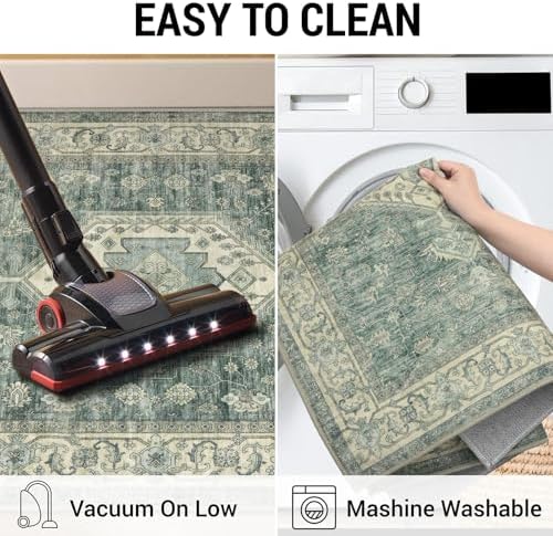KUTA Vintage Entryway Rugs Indoor Washable Rug 2x3 Turquoise Doormat - Image 6