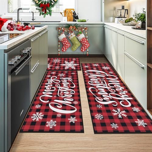 Vaukki Christmas Kitchen Rug Set 3 Piece, Snow Washable Floor Mat - Image 6