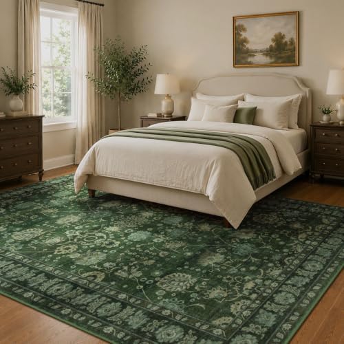 9x12 Area Rug for Living Room, Large Green Rugs Washable Non-Slip - Image 7