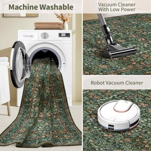 Rugxara Green Floral 6x9 Area Rugs Washable Rug for Living Room Bedroom - Image 6