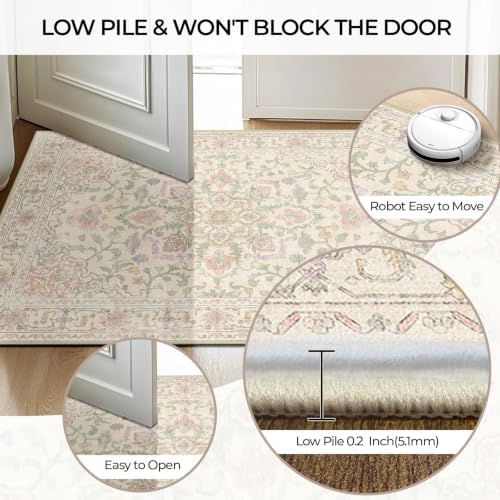 CAPALOCA 8x10 Washable Nursery Girls Low Pile Area Rug Purple Green Pink - Image 7