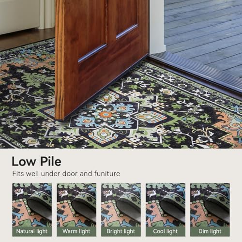 Lofus 9x12 Area Rug for Living Room Bedroom, Dark Green Washable Carpet - Image 6