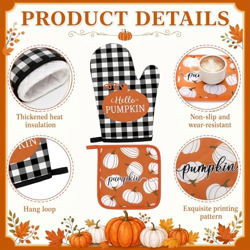 Fourluoo 10 Pcs Fall Pumpkin Kitchen Decor Set - Image 6
