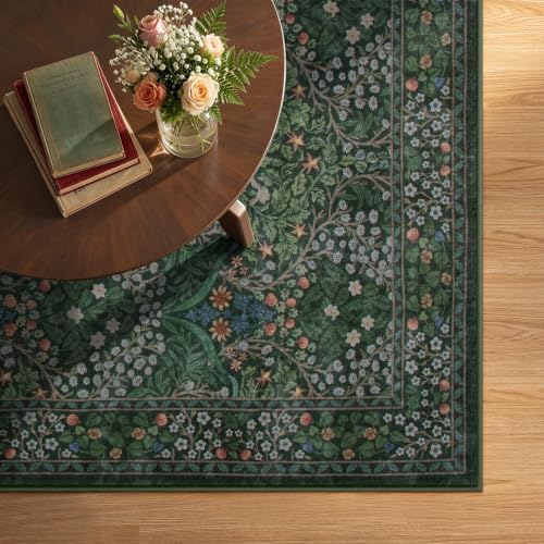 Lahome Floral Washable 6x9 Area Rugs, Soft Green Bedroom Living Room Rugs - Image 6