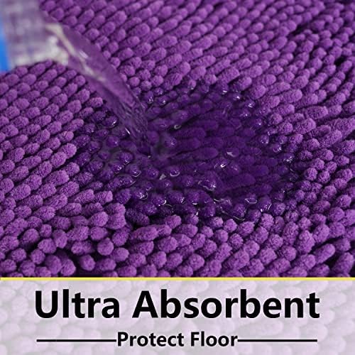 Bathroom Rugs Chenille 3-Piece Extra Soft and Absorbent Shag Bathroom Rugs, Machine Wash Mat, Strong PVC Non-Slip Underside, Plush Carpet Mats (Violet) - Image 6