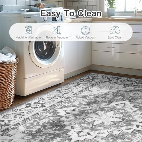 Lofus 2x3 Washable Rug for Entryway Bathroom, Non Slip Kitchen Mats Grey - Image 6
