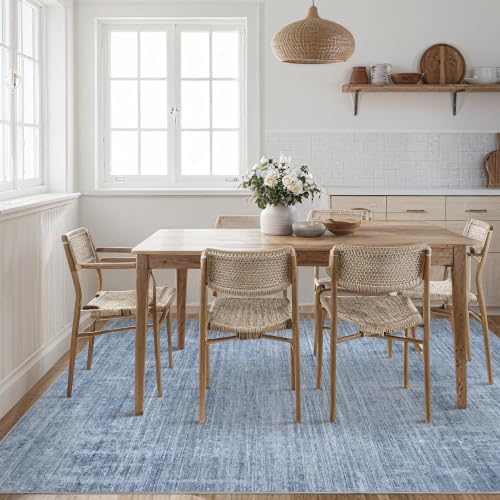 Tortania Area Rug Living Room Rugs - 8x10 Washable Large Soft Neutral Boho Moroccan Bohemian Farmhouse Rug Indoor Floor Carpet for Bedroom Under Dining Table Home Office Decor - Slate Blue - Image 7