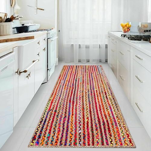 Hausattire Jute Cotton Braided Woven Runner 2x6 Feet - Multi Color - Image 6