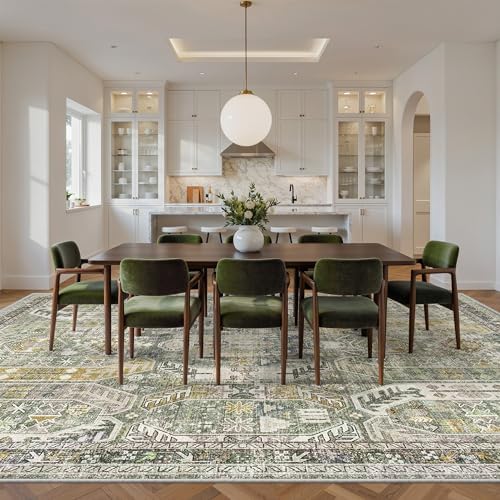 befbee 8x10 Area Rugs for Living Room, Washable Vintage Non Slip Rug Green - Image 7