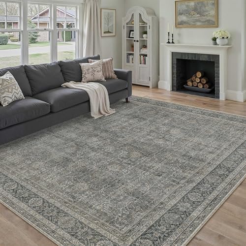 PureCozy Grey Brown Area Rug 8x10 Vintage Traditional Distressed - Image 6