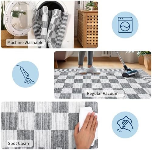 GarveeHome Checkered Rug 3x5 Area Rugs for Living Room Washable Nursey Rug - Image 7