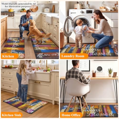 HEBE Anti Fatigue Kitchen Mat Set of 2, Cushioned Kitchen Mats for Floor - Image 7