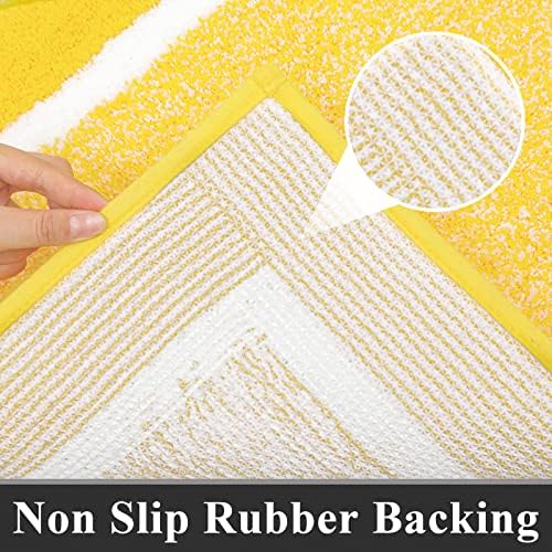 Pauwer 3 Piece Bathroom Rug Set, Non Slip Washable Bath Mat, Yellow - Image 6