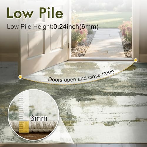 5x7 Ft Area Rugs for Living Room, Soft Non-Slip Washable Rugs Modern Abstract Pattern Carpet for Bedroom Indoor Floor Nursery Home Decor (Green) - Image 6
